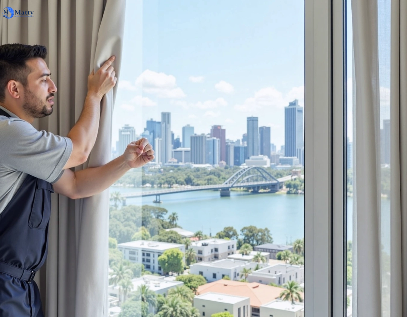 Professional curtain steam cleaning service port-of-brisbane QLD by Matty Curtain Cleaning
