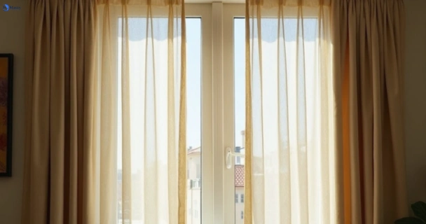 Dusty and dull curtains in port-of-brisbane before steam cleaning